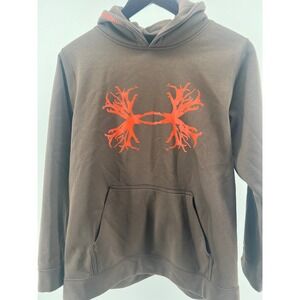 Under Armour Storm Brown Hoodie Youth XL Loose Fit Logo Coldgear